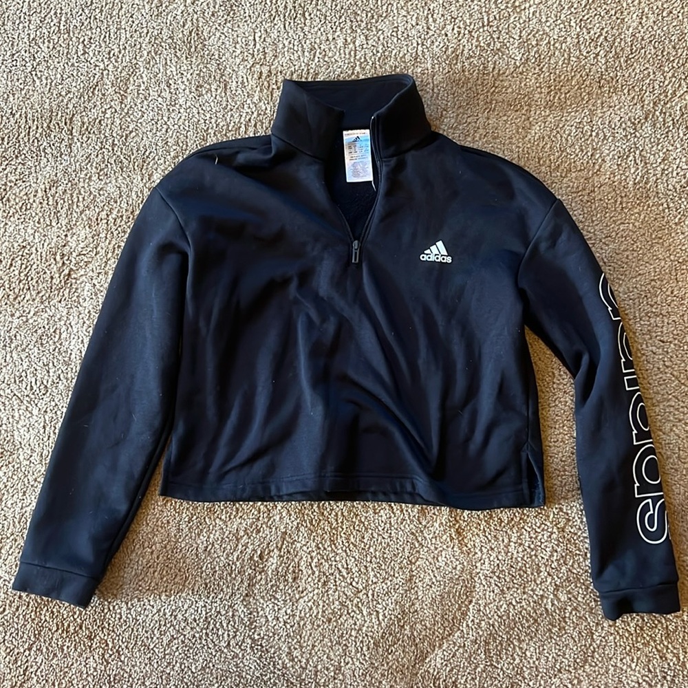 ADIDAS CROPPED ZIP UP TOP